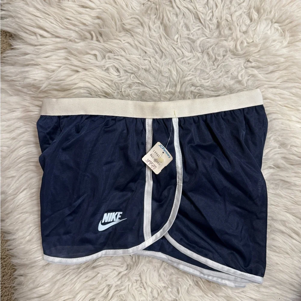 Vintage 80’s Nike Made In The USA‎ Navy Blue Polyester Sheer Women’s Shorts L